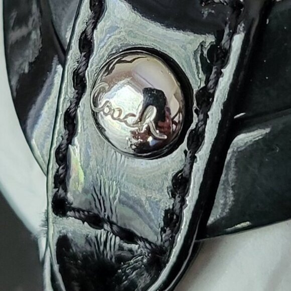 New COACH Juney Patent Leather Flip Flops Sandals NWT Black Women's Size 8 - Picture 6 of 10